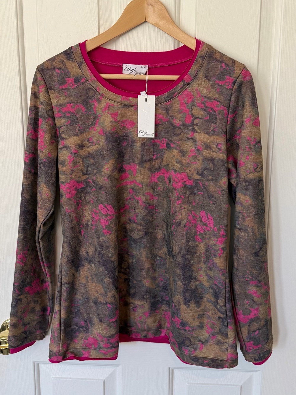 Effie & Co. Pink and Brown Tie-Dye Long Sleeve Tunic- super soft